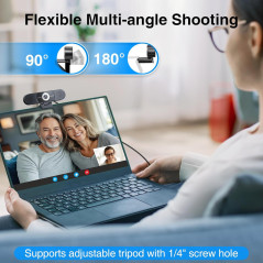 EMEET C980 PRO Webcam 4K, Micro 3D, Haut-Parleurs Intégrés
