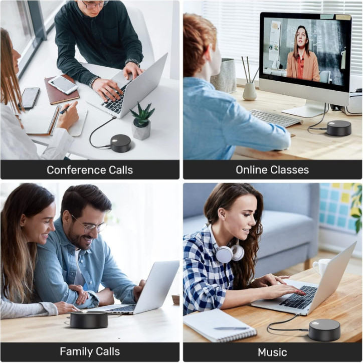 Haut-parleurs USB PC avec Micro, 2 Modes Son, Prise Voix, Compatible Zoom pour Appels et Télétravail Haut-parleurs USB PC avec Micro, 2 Modes Son, Prise Voix, Compatible Zoom pour Appels et Télétravail