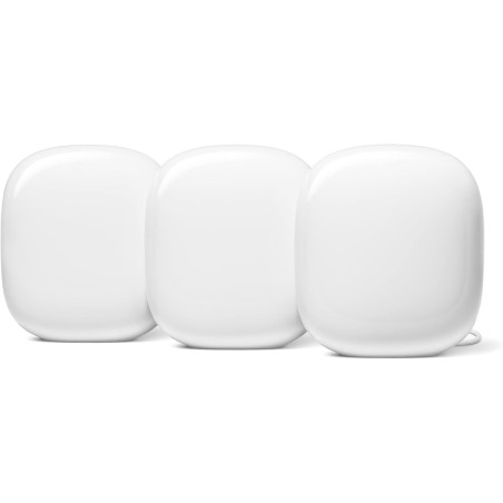 Google Nest WiFi Pro 6E - Système Wi-Fi Maillé Maison - Pack 3 - Couverture Totale - Vitesse Rapide - Snow