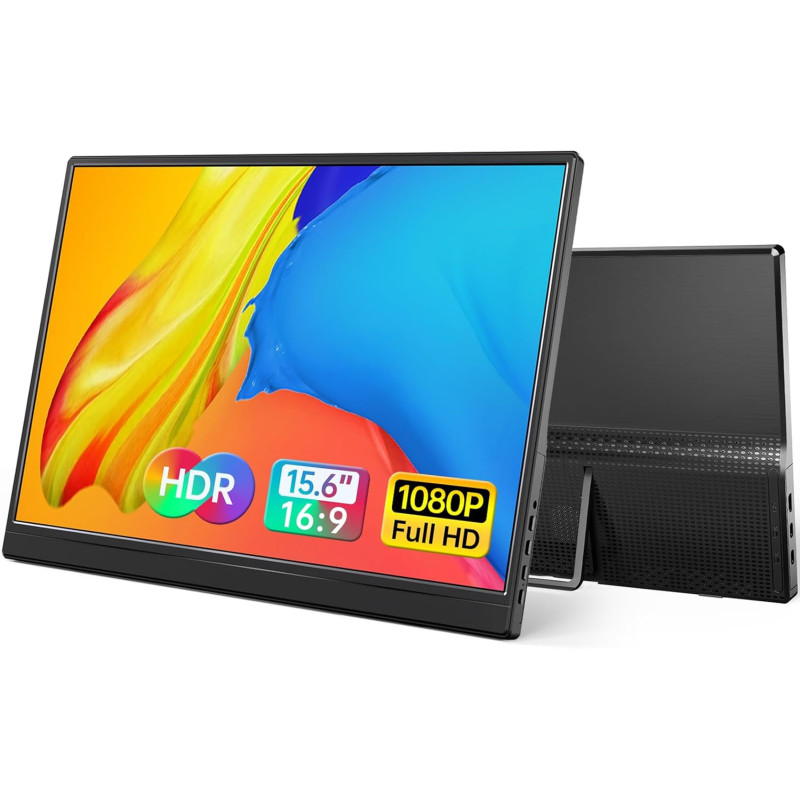 Yxk Moniteur Portable 15.6 1080P USB-C HDMI Ultra-Mince Gaming