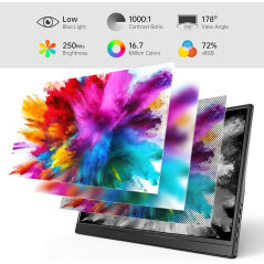 Yxk Moniteur Portable 15.6 1080P USB-C HDMI Ultra-Mince Gaming