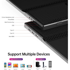 Yxk Moniteur Portable 15.6 1080P USB-C HDMI Ultra-Mince Gaming