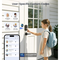 Veise VE017 Fingerprint Smart Door Lock - Keyless, App Control, Matte Black