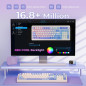 Clavier AULA 99 touches Tri-Mode Bluetooth/2.4GHz/USB-C RGB rétroéclairage media knob pour gaming - Violet Clavier AULA 99 touches Tri-Mode Bluetooth/2.4GHz/USB-C RGB rétroéclairage media knob pour gaming - Violet