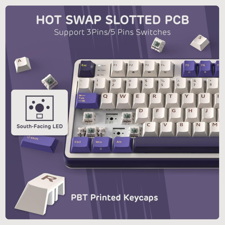 Clavier mécanique RK ROYAL KLUDGE S98 96%, écran intelligent, molette, sans fil BT/2.4G/USB-C, 98 touches, hot-swappable Clavier mécanique RK ROYAL KLUDGE S98 96%, écran intelligent, molette, sans fil BT/2.4G/USB-C, 98 touches, hot-swappable