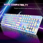 Typewriter Style Mechanical RGB Wired Gaming Keyboard with Blue Switches & Round Keycaps – White, 104 Keys Typewriter Style Mechanical RGB Wired Gaming Keyboard with Blue Switches & Round Keycaps – White, 104 Keys
