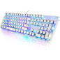 Clavier Mécanique Gaming Rétro Style Machine à Écrire RGB 104 Touches Blue Switch Blanc Clavier Mécanique Gaming Rétro Style Machine à Écrire RGB 104 Touches Blue Switch Blanc
