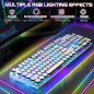 Typewriter Style Mechanical RGB Wired Gaming Keyboard with Blue Switches & Round Keycaps – White, 104 Keys Typewriter Style Mechanical RGB Wired Gaming Keyboard with Blue Switches & Round Keycaps – White, 104 Keys