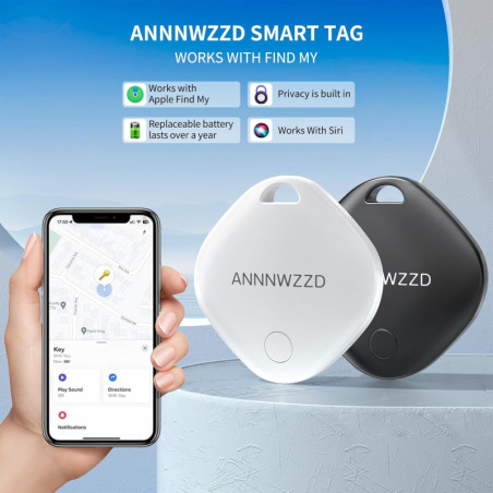 ANNNWZZD Pack de 4 AirTags Ultra Légers, Compatibles Apple Find My, Localisateur Clés, Portefeuille, Bagages