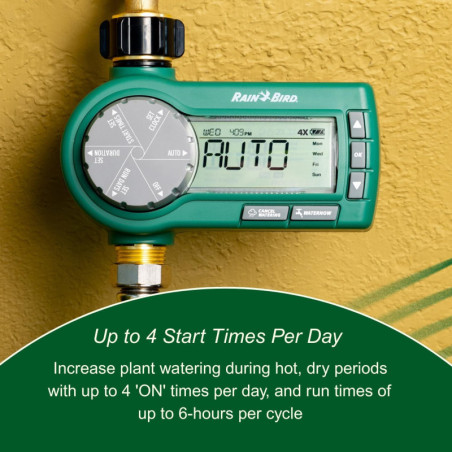 Rain Bird 1ZEHTMRP Premium Electronic Hose End Timer, One Zone, Battery Operated, Brass Inlet/Outlet
