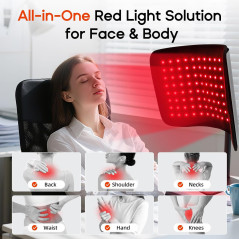 Thérapie par lumière rouge 3-en-1 pour visage et corps efficace