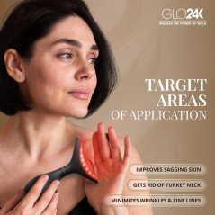 GLO24K Appareil Beauté Visage & Cou 3-en-1 LED & Vibration