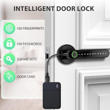 Serrure à empreinte digitale avec clavier, entrée sans clé pour porte de chambre, bureau, hôtel, appartement