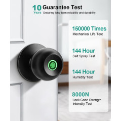 Smart Fingerprint Door Lock Knob with App Control, Keyless Thumbprint Entry for Home, Office & Garage