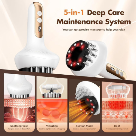 Lymphatic Drainage & Smart Cupping Massager with Heat & Vibration for Anti-Cellulite Therapy