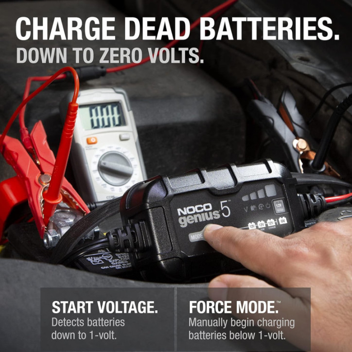 Chargeur intelligent NOCO GENIUS5 5A 6V/12V pour batteries plomb et lithium avec protection avancée Chargeur intelligent NOCO GENIUS5 5A 6V/12V pour batteries plomb et lithium avec protection avancée