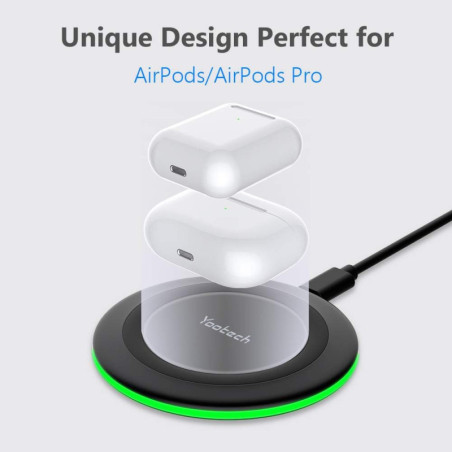 Yootech 10W Wireless Charger Pad for iPhone 17/Pro, Samsung S25/S24, AirPods Pro 3
