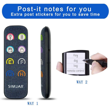 Simjar Key Finder Kit - 1 RF Transmitter & 6 Thinner Receivers, 80dB+ Alert, 131ft Range, Advanced Fabric Remote
