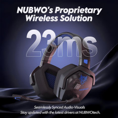 Casque Gaming Sans Fil NUBWO 100H Batterie, Micro, PS5/PC