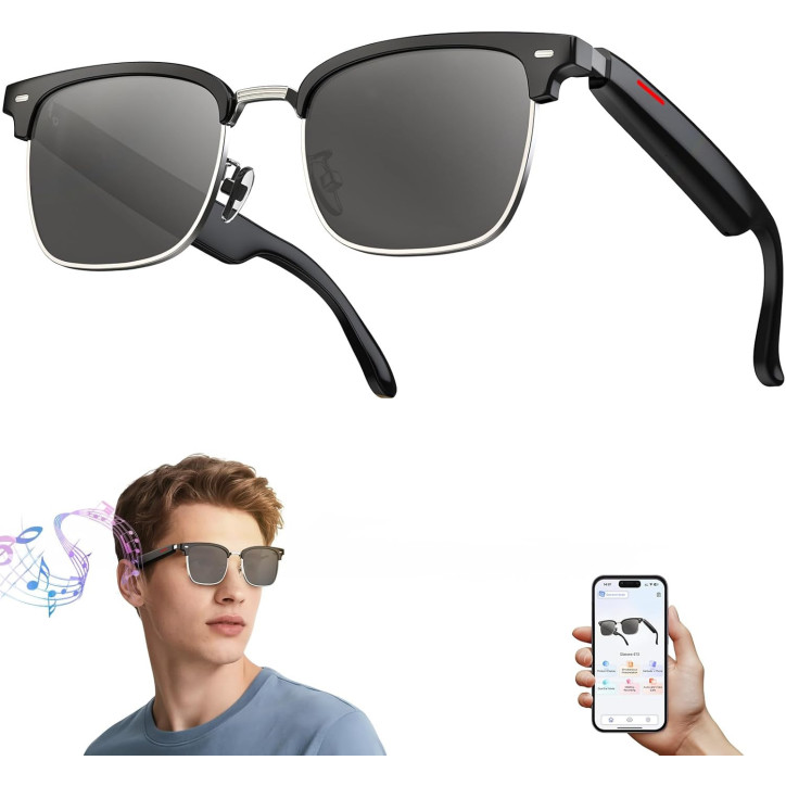 AI Smart Sunglasses with Translation, UV400, Bluetooth Speaker, Voice Control & Hands-Free Calling – Black AI Smart Sunglasses with Translation, UV400, Bluetooth Speaker, Voice Control & Hands-Free Calling – Black