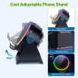 Enceinte Bluetooth Sans Fil avec Support Téléphone Ajustable 360°, Lumière RGB, Son Stéréo - Noir Enceinte Bluetooth Sans Fil avec Support Téléphone Ajustable 360°, Lumière RGB, Son Stéréo - Noir