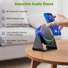 Enceinte Sans Fil Induction avec Support Téléphone Bluetooth RGB