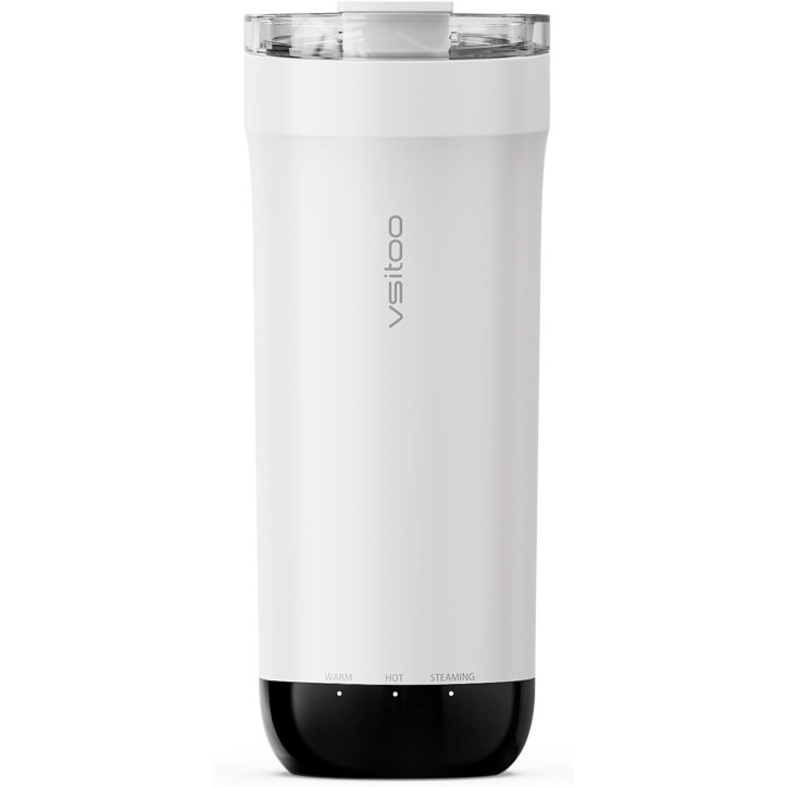VSITOO S5 16oz Heated Travel Mug with Auto-Sensing AI, Hands-Free Temperature Control, White VSITOO S5 16oz Heated Travel Mug with Auto-Sensing AI, Hands-Free Temperature Control, White