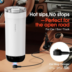 VSITOO S5 Heated Travel Mug 16oz Auto AI Temp Control 120-150°F White