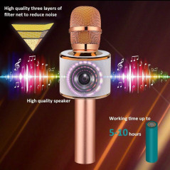 BONAOK Wireless Bluetooth Karaoke Microphone 3-in-1 Portable Mic