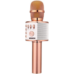 Micro Karaoké Bluetooth BONAOK 3-en-1 Rose Gold Portable