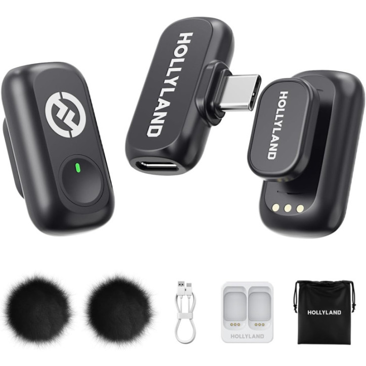 Hollyland Lark A1 Wireless Microphone System for iPhone 17/16/15 & Android, Noise Cancel, Magnetic Mini Mic (2TX+USB-C RX) Hollyland Lark A1 Wireless Microphone System for iPhone 17/16/15 & Android, Noise Cancel, Magnetic Mini Mic (2TX+USB-C RX)