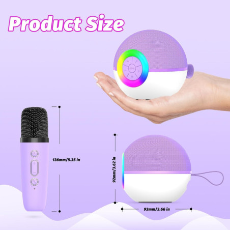 Mini Karaoké Bluetooth Goopow, Microphone Portable LED - Cadeau Enfant
