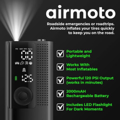 Gonfleur Airmoto Portable - Pompe Air Sans Fil avec LED