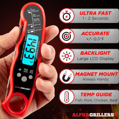 Alpha Grillers Digital Meat Thermometer – Instant Read for Grilling Gifts