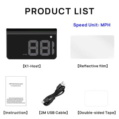 Affichage Tête Haute Voiture K1-White GPS USB Luminosité Auto
