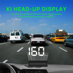 Car HUD K1-White: Digital GPS Speedometer with Auto Brightness & USB Plug-in