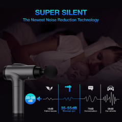 Deep Tissue Massage Gun - Handheld Electric Muscle Massager, 9 Attachments, 30 Speeds (Grey)