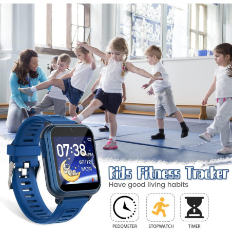 Montre Intelligente Enfants 39 Jeux Écran Tactile HD Caméra Musique Podomètre Lampe Alarme 5-12 Ans