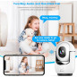 2K WiFi Indoor Security Camera with Pan/Tilt, AI Motion, 2-Way Audio, Siren, App Control, TF/Cloud Storage
