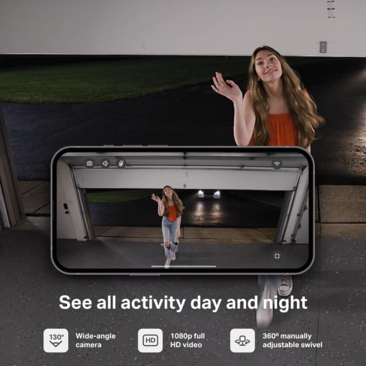 Caméra de Sécurité myQ Smart Garage 1080p HD, Vision Nocturne, Détection Mouvement, Wi-Fi, Audio Bidirectionnel Caméra de Sécurité myQ Smart Garage 1080p HD, Vision Nocturne, Détection Mouvement, Wi-Fi, Audio Bidirectionnel