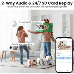 Caméras 2K Sécurité Maison Intérieur/Extérieur Alexa/Google