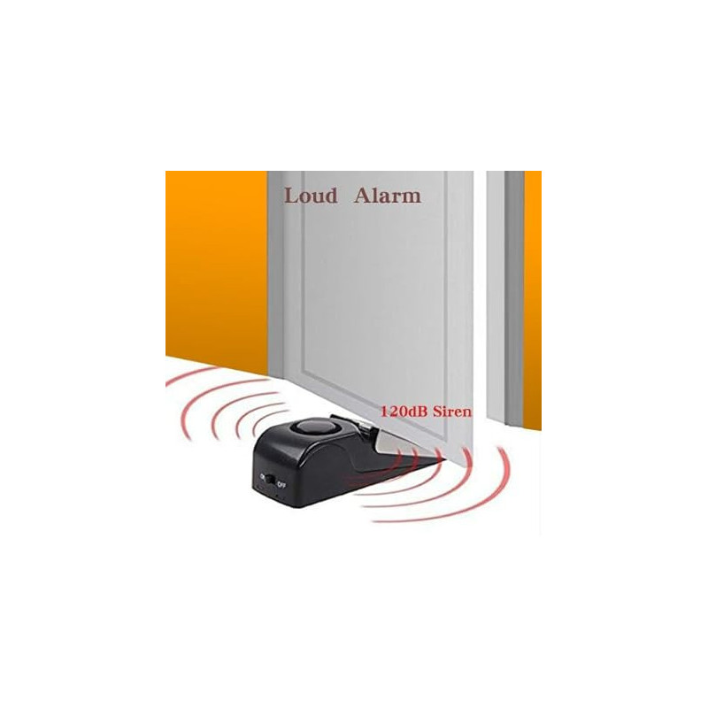 EMDMAK Door Stop Alarm 120DB - Pack of 2 Home & Travel Security (Black)