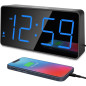 Réveil numérique Peakeep avec grand écran LED, alarme forte, chargeur USB, pile de secours - Bleu Réveil numérique Peakeep avec grand écran LED, alarme forte, chargeur USB, pile de secours - Bleu