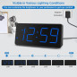 Réveil numérique Peakeep avec grand écran LED, alarme forte, chargeur USB, pile de secours - Bleu Réveil numérique Peakeep avec grand écran LED, alarme forte, chargeur USB, pile de secours - Bleu
