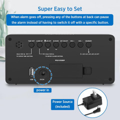 Peakeep Digital Alarm Clock for Heavy Sleepers – Large LED, USB, Blue