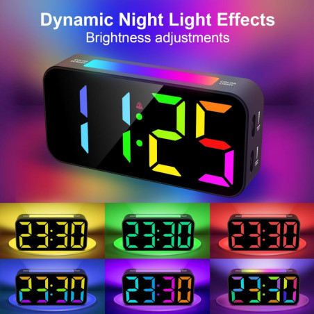 Loud Digital Alarm Clock for Heavy Sleepers, Plug-in Bedside Clock with Night Light, Dual Alarm & Snooze