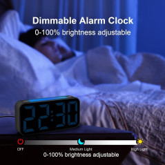 Réveil digital lumineux pour gros dormeurs avec double alarme