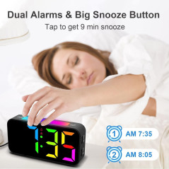 Réveil digital lumineux pour gros dormeurs avec double alarme
