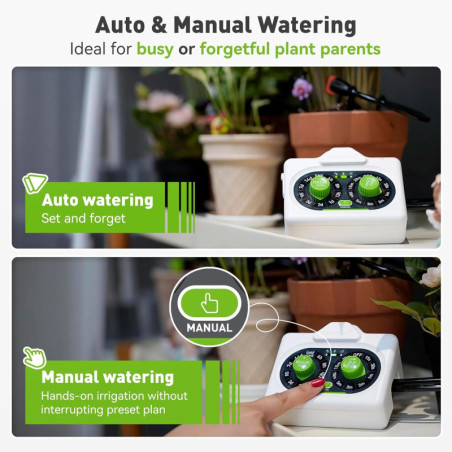RAINPOINT Automatic Plant Waterer for 10-15 Indoor/Outdoor Pots, Adjustable Output, Battery Powered, IP54 Waterproof