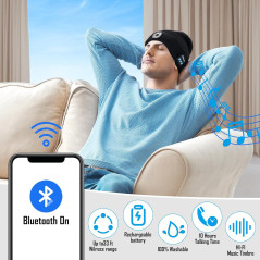Bonnet Bluetooth LED pour Homme – Cadeau Saint-Valentin, Anniversaire, Camping et Randonnée